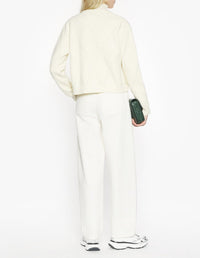 Cardigan en laine texturée motif argyle - Parchment White