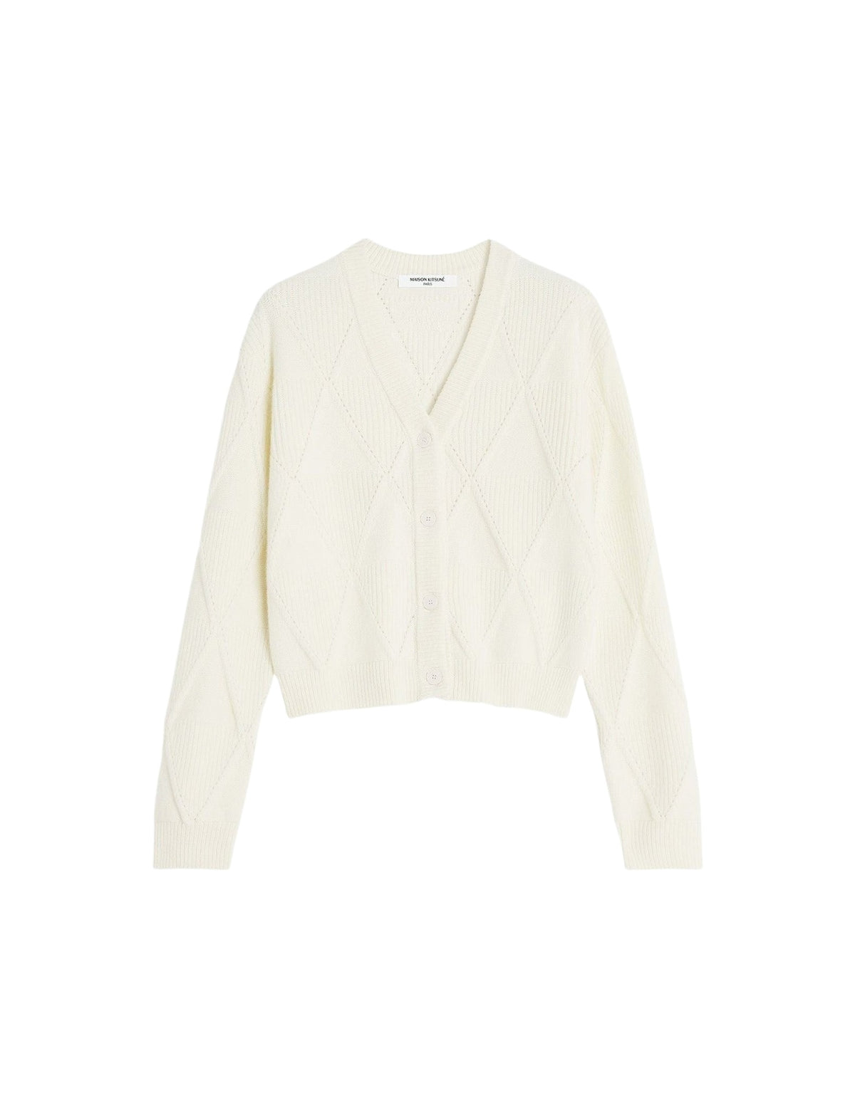 Cardigan texturé en laine - Parchment White