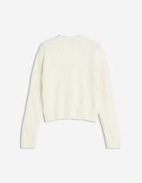 Cardigan en laine texturée motif argyle - Parchment White