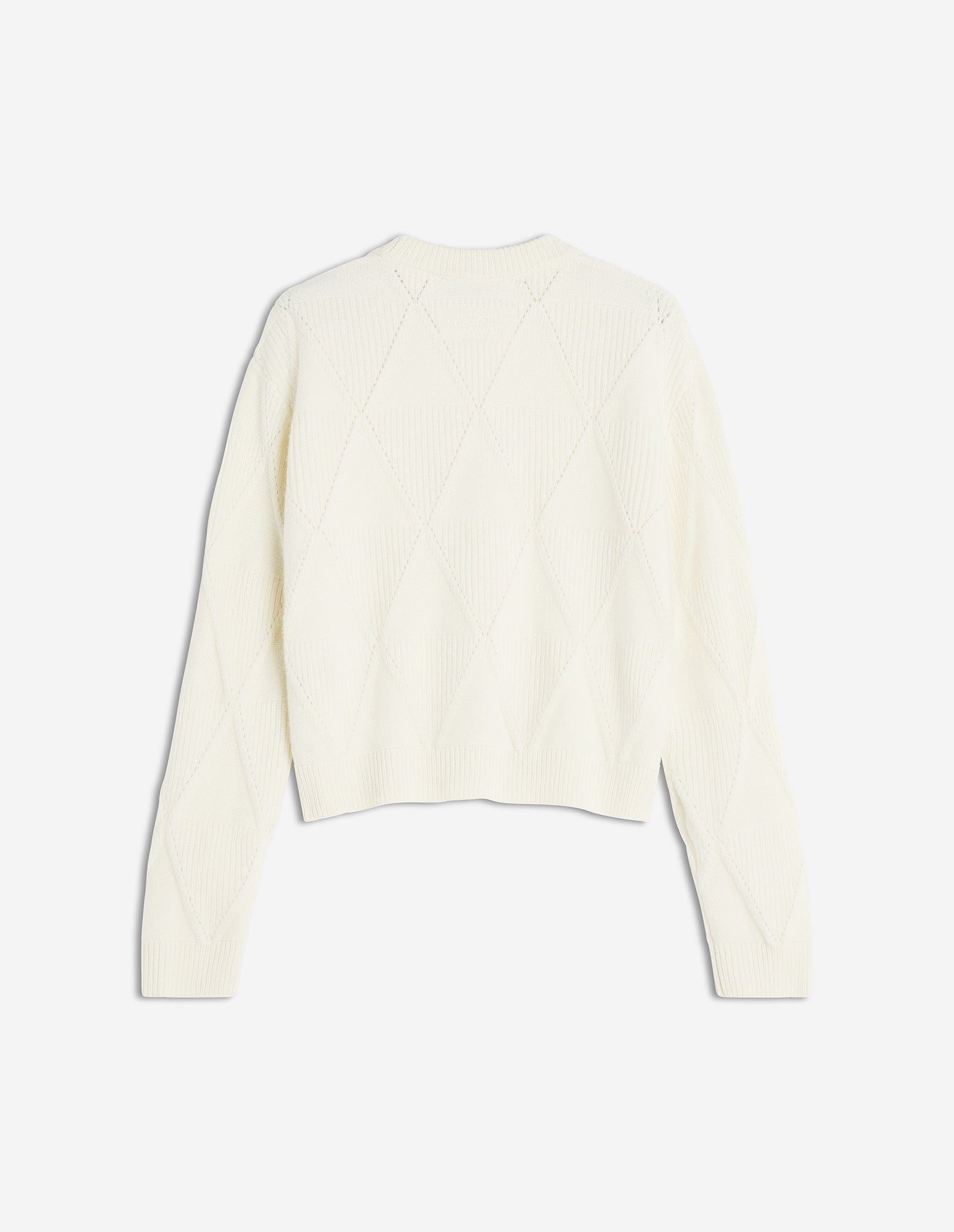 Cardigan en laine texturée motif argyle - Parchment White