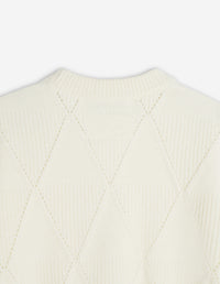 Argyle textured wool cardigan - Parchment White