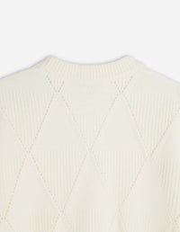 Cardigan en laine texturée motif argyle - Parchment White