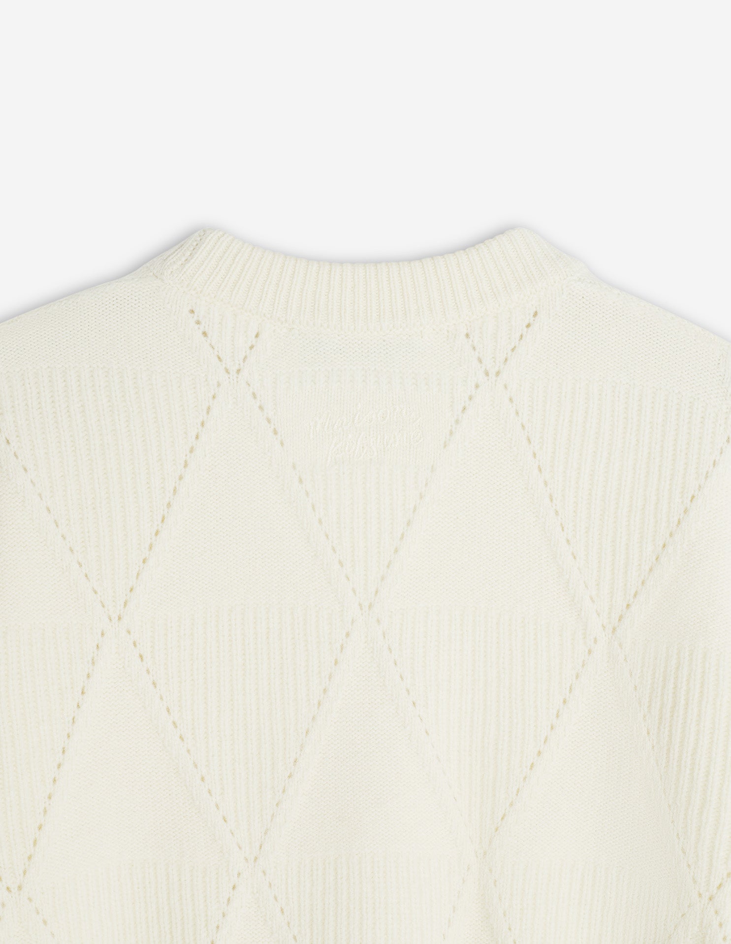 Cardigan en laine texturée motif argyle - Parchment White