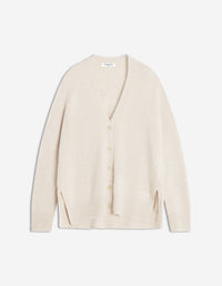 Merino Wool Long Cardigan - Light Beige Melange