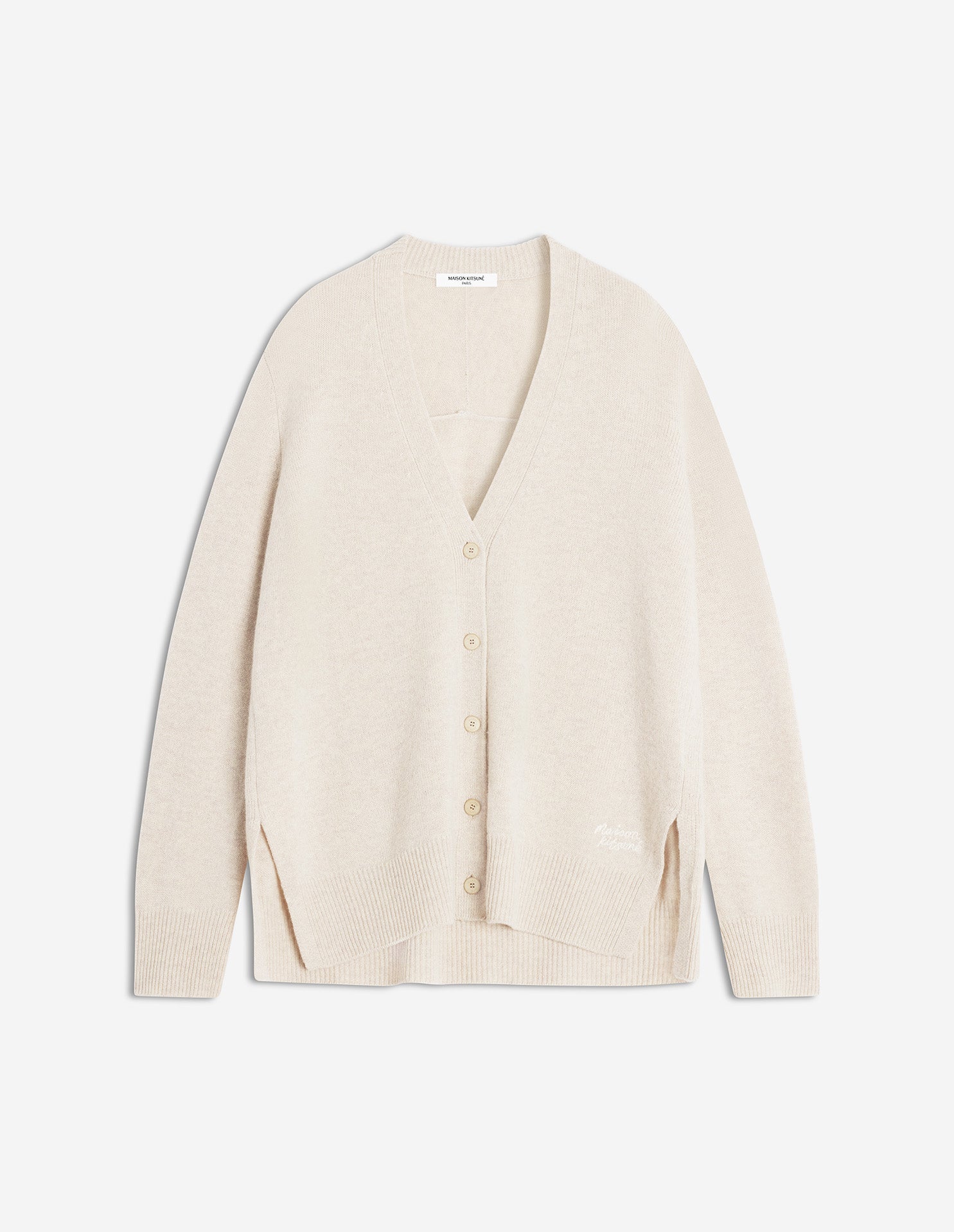 Merino Wool Long Cardigan - Light Beige Melange