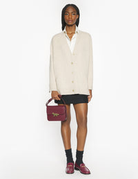 Merino Wool Long Cardigan - Light Beige Melange