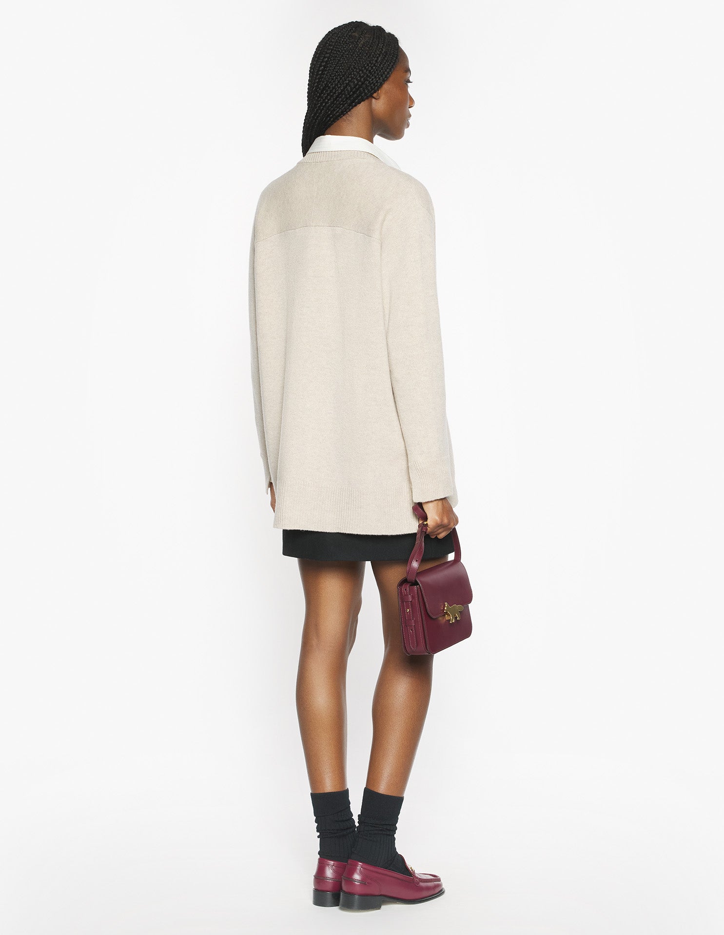 Merino Wool Long Cardigan - Light Beige Melange
