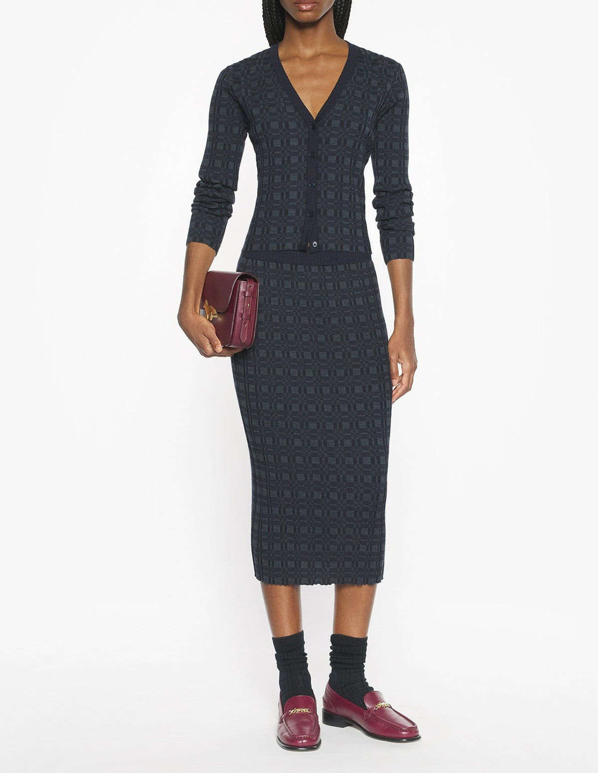 Cardigan en laine - Navy & Medium Grey