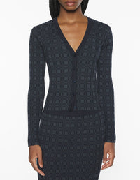 Cardigan en laine - Navy & Medium Grey