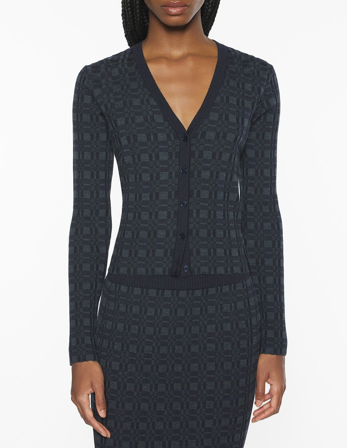 Cardigan en laine - Navy & Medium Grey