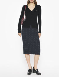 Fine ribbed wool cardigan - Black