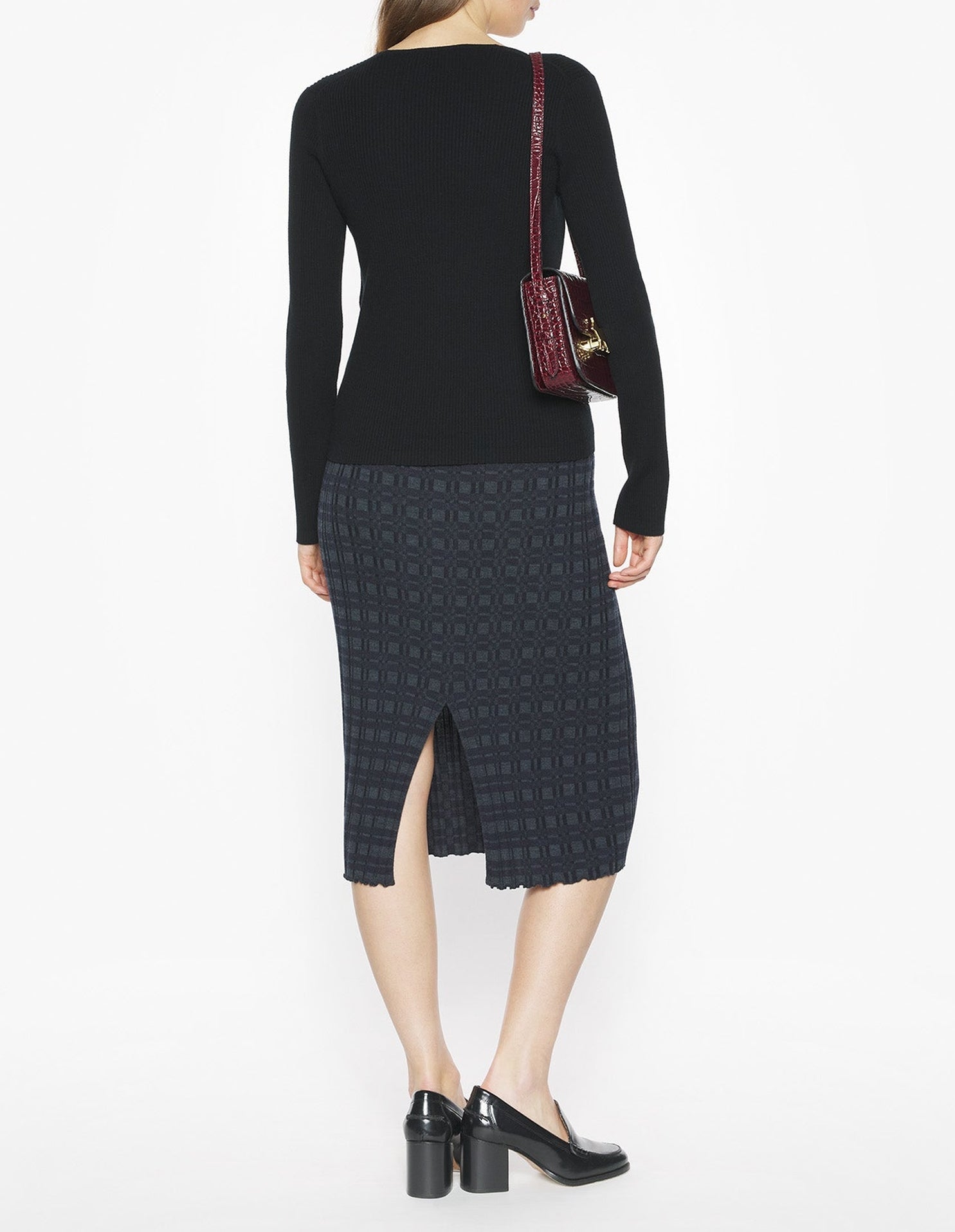 Cardigan en laine côtelée fine - Black