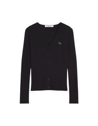 Cardigan en laine côtelée fine - Black