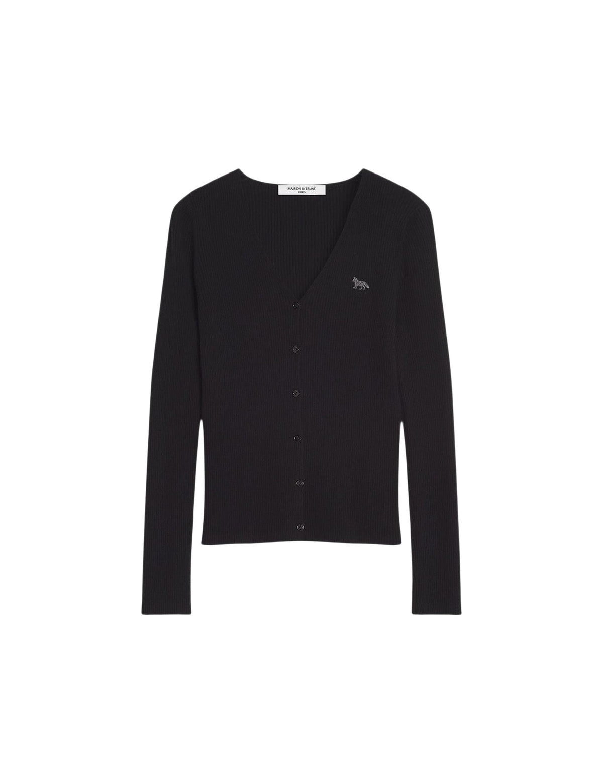 Cardigan côtelé en laine - Black
