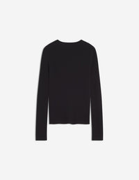 Fine ribbed wool cardigan - Black