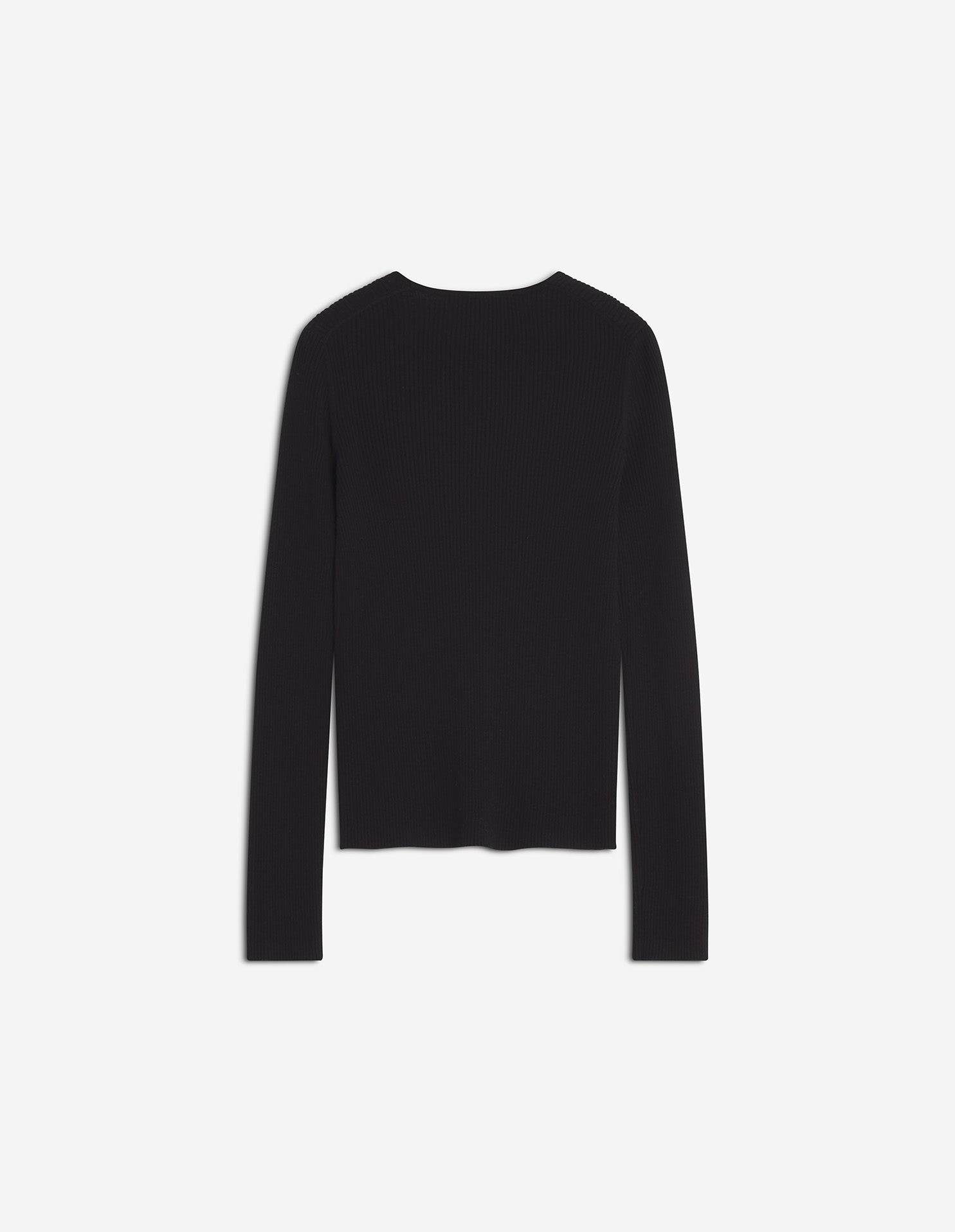 Fine ribbed wool cardigan - Black