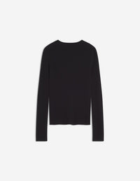 Cardigan en laine côtelée fine - Black