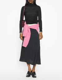 Ribbed turtleneck in wool blend - Black