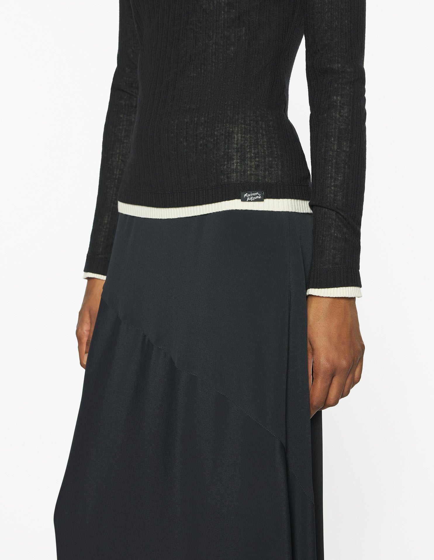 Ribbed turtleneck in wool blend - Black