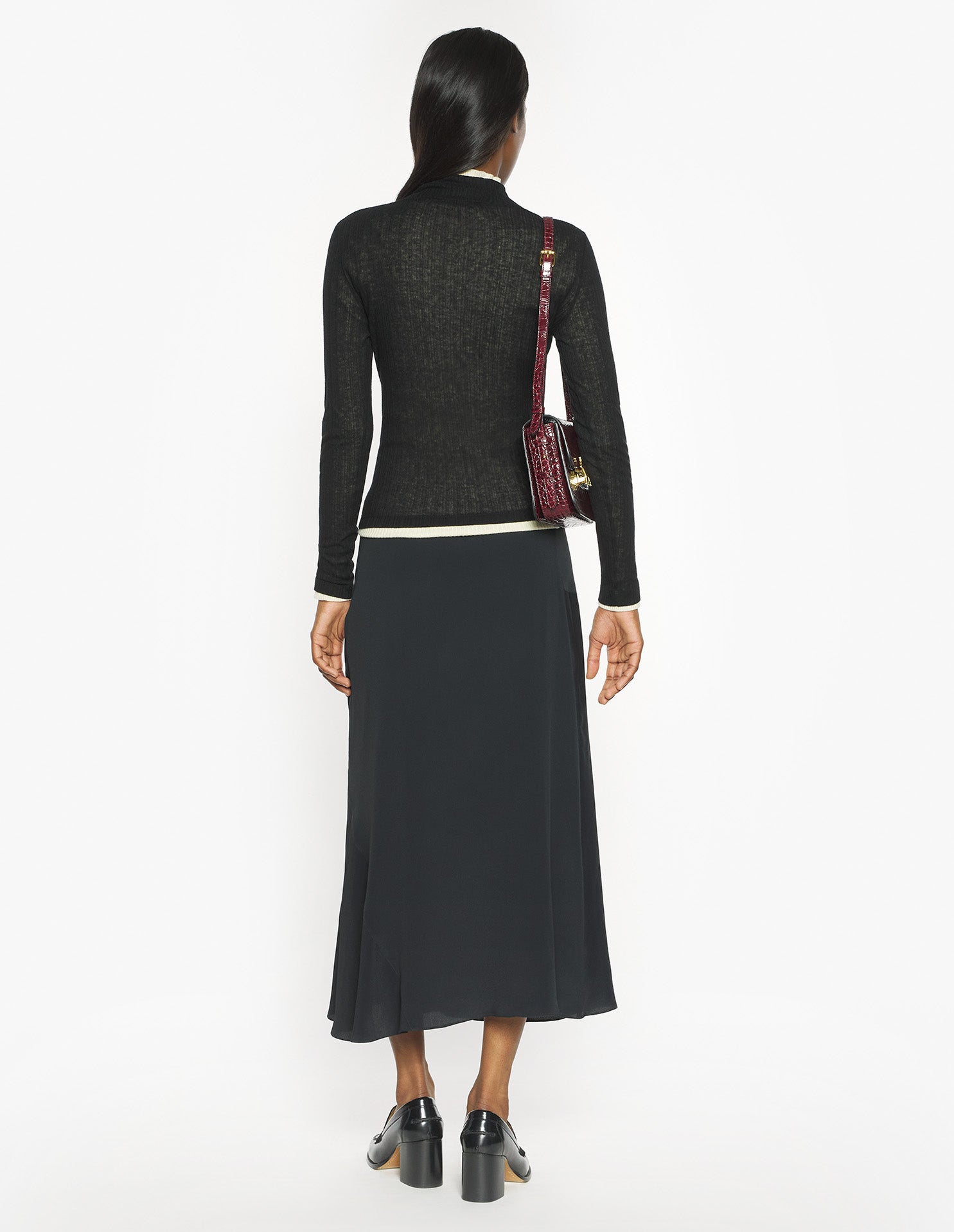 Ribbed turtleneck in wool blend - Black