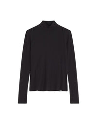 Ribbed turtleneck in wool blend - Black