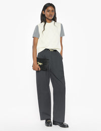 Textured Wool Argyle Vest - Parchment White