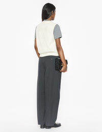 Textured Wool Argyle Vest - Parchment White