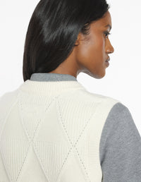Textured Wool Argyle Vest - Parchment White
