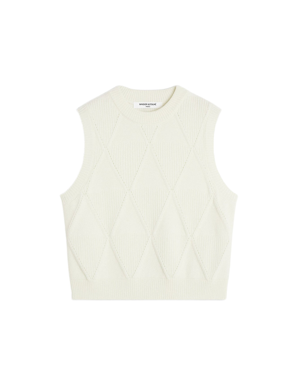 Pull sans manches texturé en laine - Parchment White