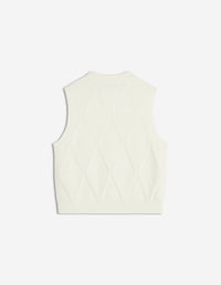 Textured Wool Argyle Vest - Parchment White