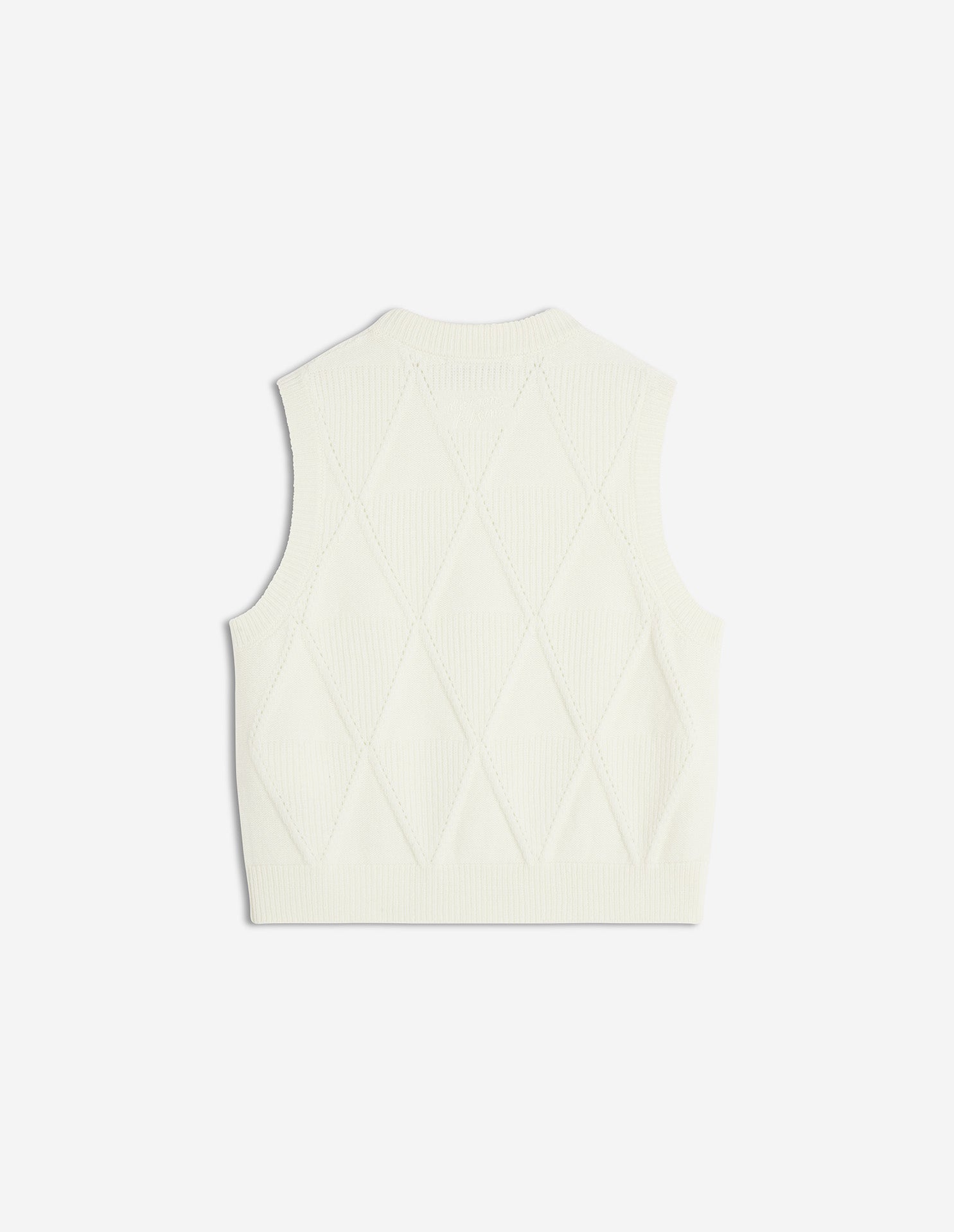 Textured Wool Argyle Vest - Parchment White