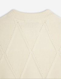 Textured Wool Argyle Vest - Parchment White