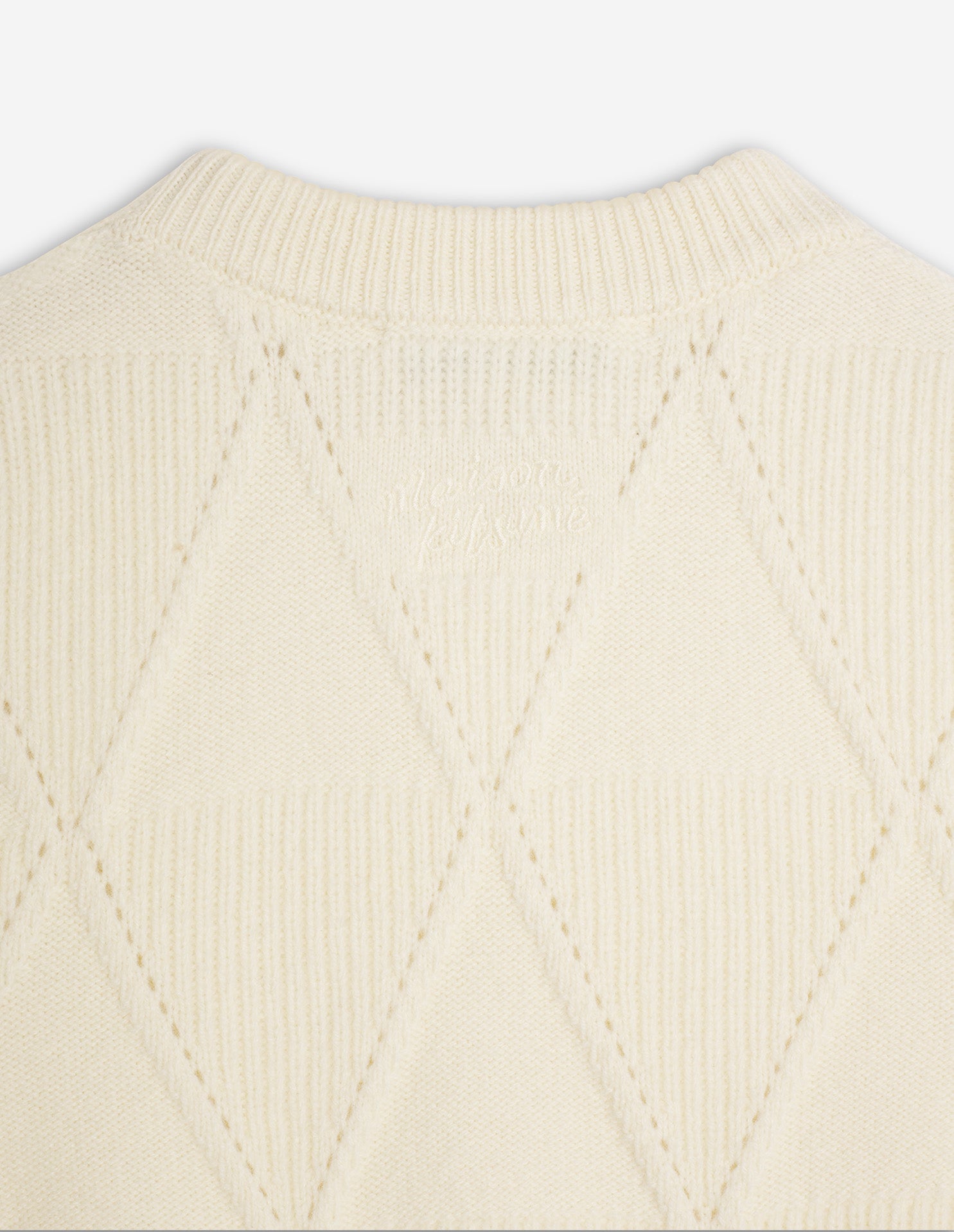 Textured Wool Argyle Vest - Parchment White