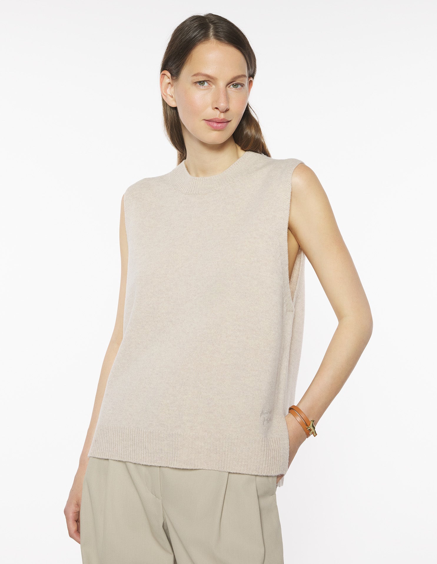 Merino Wool Comfort Vest - Light Beige Melange