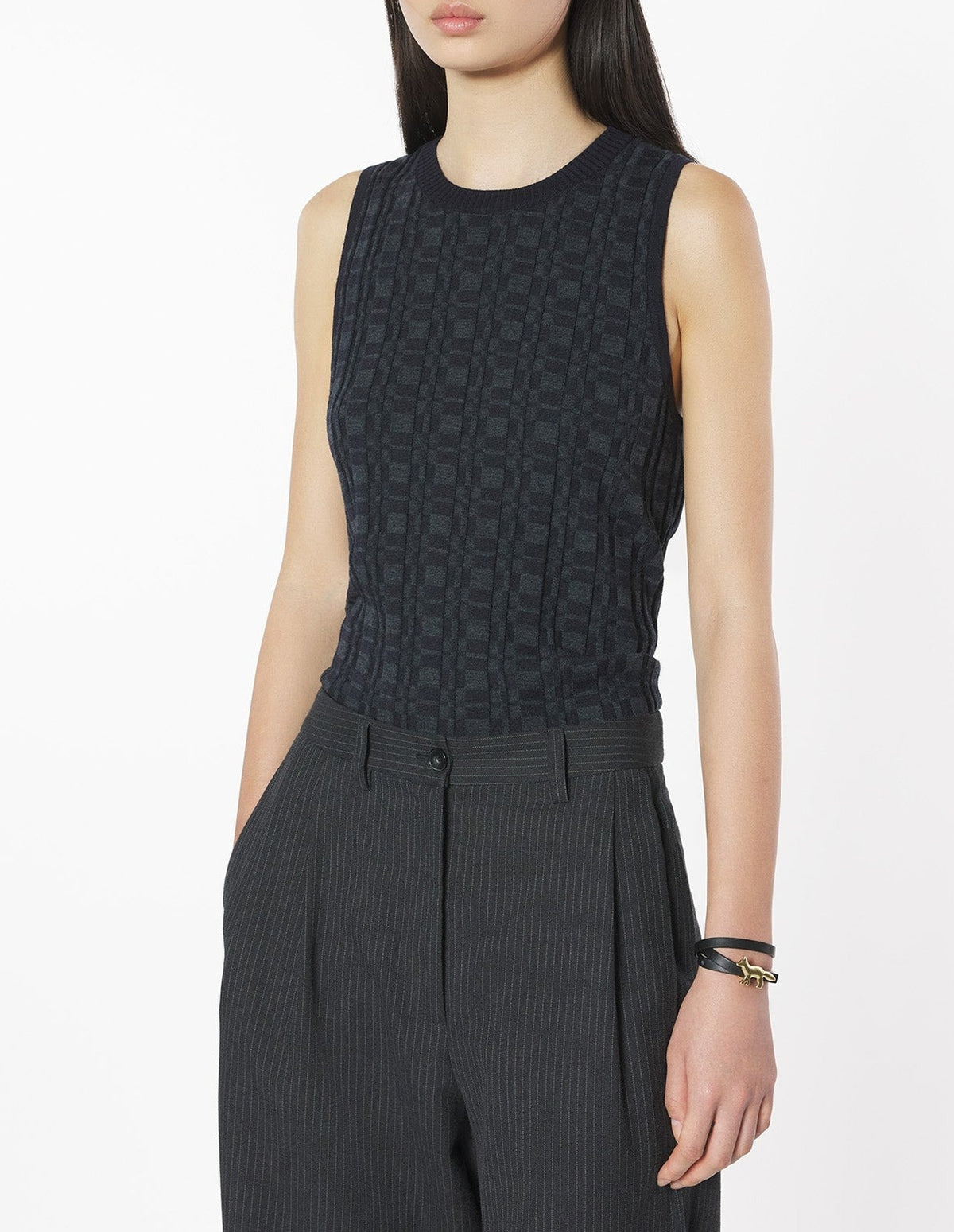 Pull sans manches en laine - Navy & Medium Grey