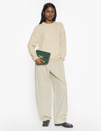 Alpaca Cable Knit Jumper - Safari