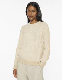 Alpaca Cable Knit Jumper - Safari