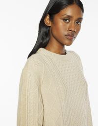 Alpaca Cable Knit Jumper - Safari