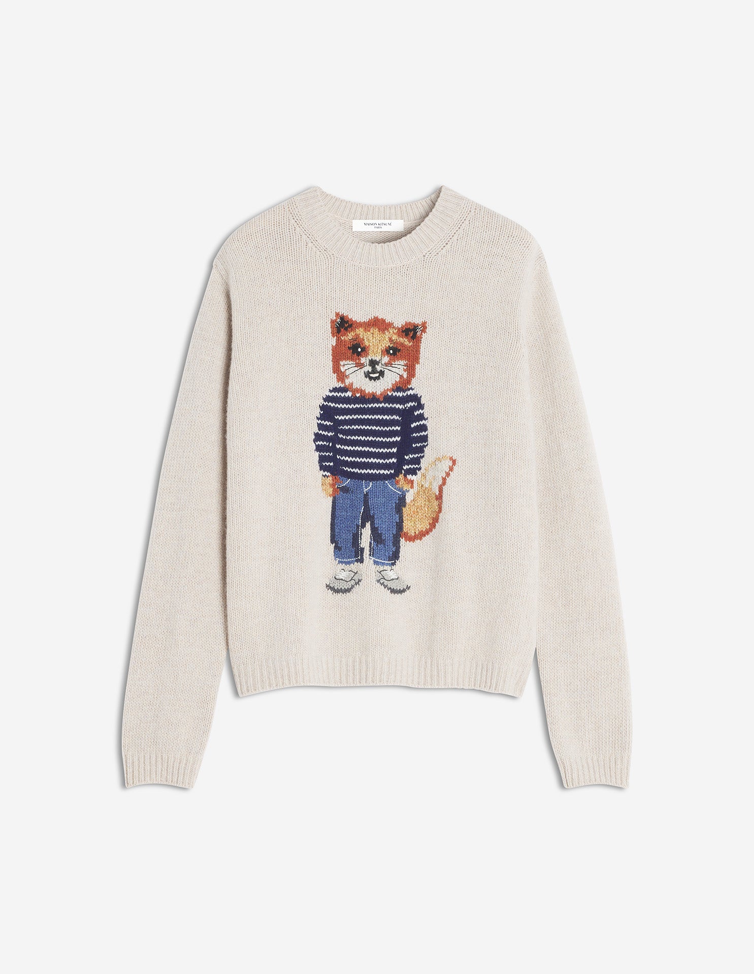 Dressed Fox Intarsia Wool Jumper - Parchment White