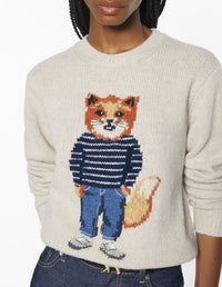 Pull Dressed Fox en laine - Parchment White