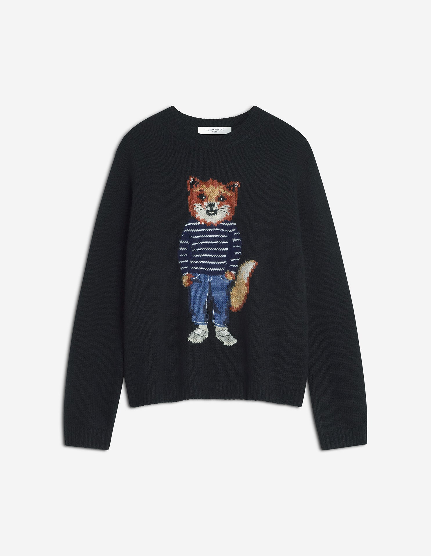 Dressed Fox Intarsia Wool Jumper - Black