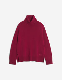 Merino Wool Comfort Turtleneck Jumper - Red Brown