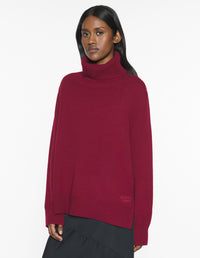 Merino Wool Comfort Turtleneck Jumper - Red Brown