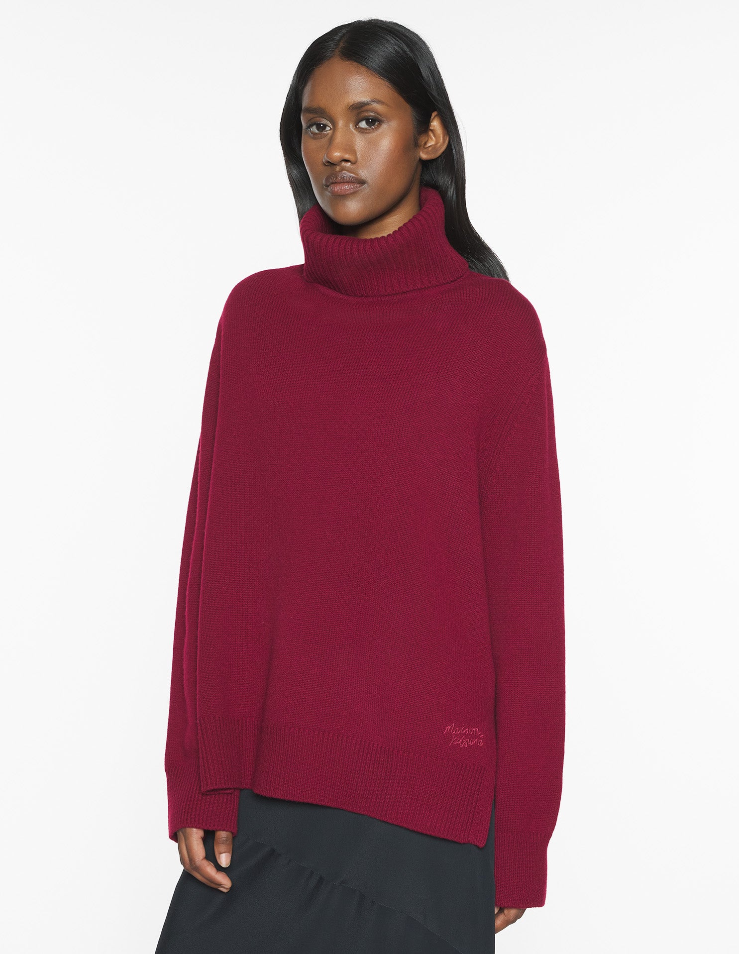 Merino Wool Comfort Turtleneck Jumper - Red Brown