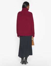 Merino Wool Comfort Turtleneck Jumper - Red Brown