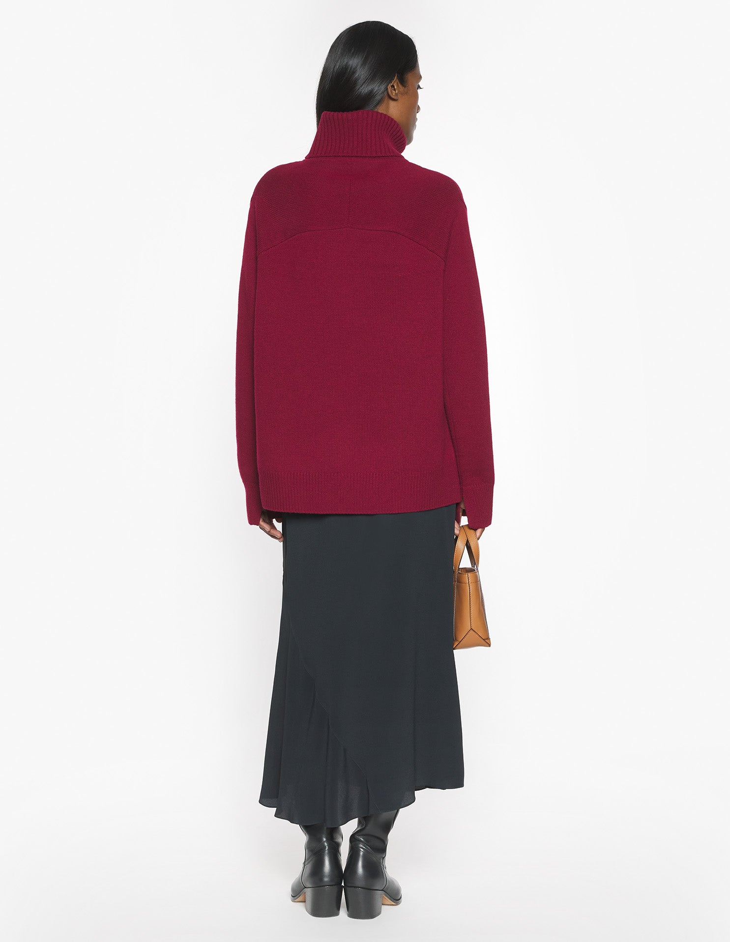 Merino Wool Comfort Turtleneck Jumper - Red Brown