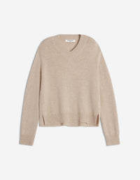 Merino Wool Comfort V-Neck Jumper - Light Beige Melange