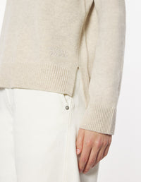 Merino Wool Comfort V-Neck Jumper - Light Beige Melange