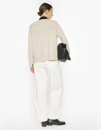 Merino Wool Comfort V-Neck Jumper - Light Beige Melange