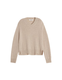 Pull à col V en laine - Light Beige